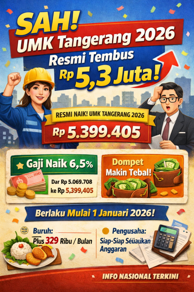 SAH! UMK Tangerang 2026 Resmi Tembus Rp 5,3 Juta