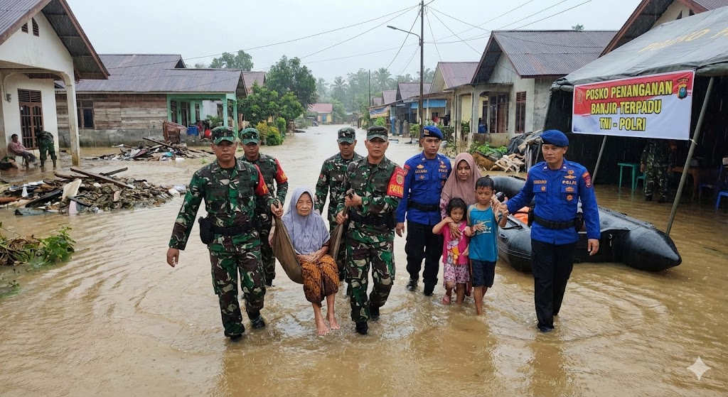 Percepat Penanganan Banjir Sumatera, Pemerintah Kerahkan Ribuan Personel TNI-Polri